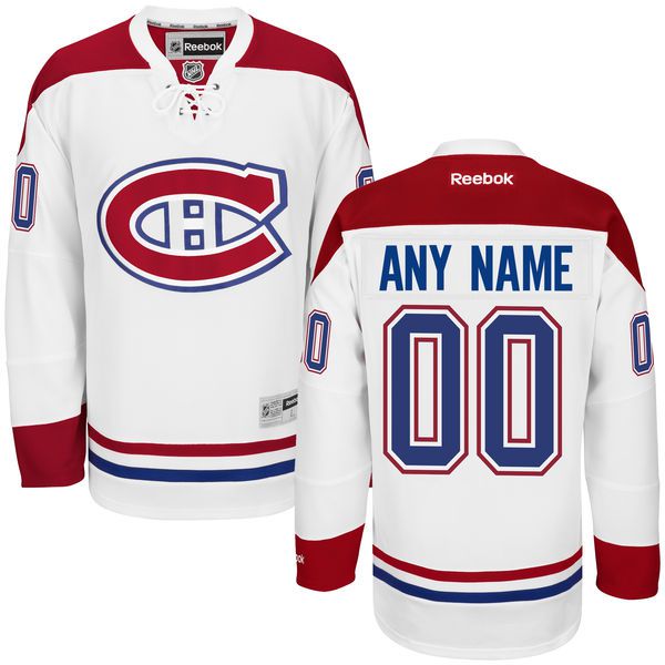 Men Montreal Canadiens Reebok White Premier Away Custom NHL Jersey